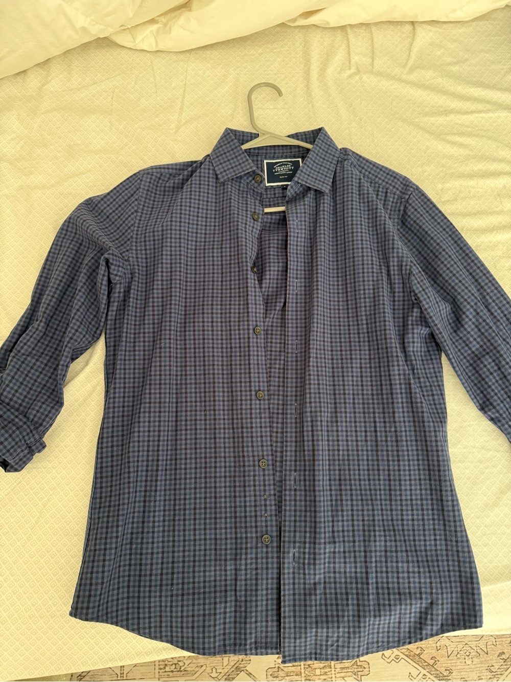 Charles Tyrwhitt Navy and Gray Check Dress Shirt